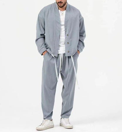 Men's stylish lightweight shirt jacket and casual pants Chic and Style