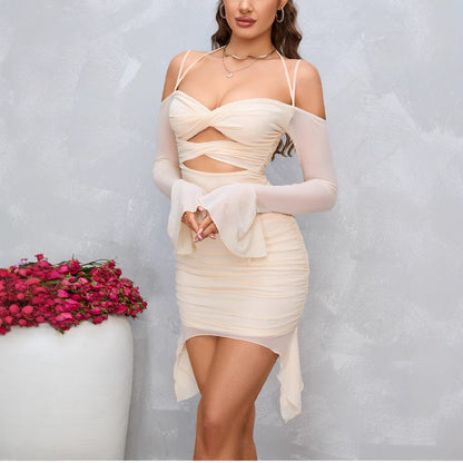 Dames Mini-robe séduisante avec manches transparentes et découpes raffinées Chic und Stil