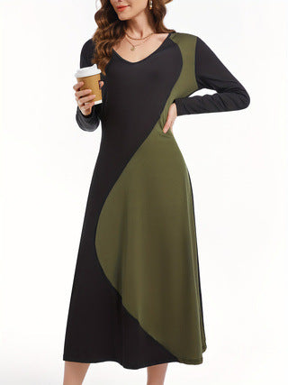 Robe maxi à manches longues pour femmes avec un design géométrique moderne Chic und Stil