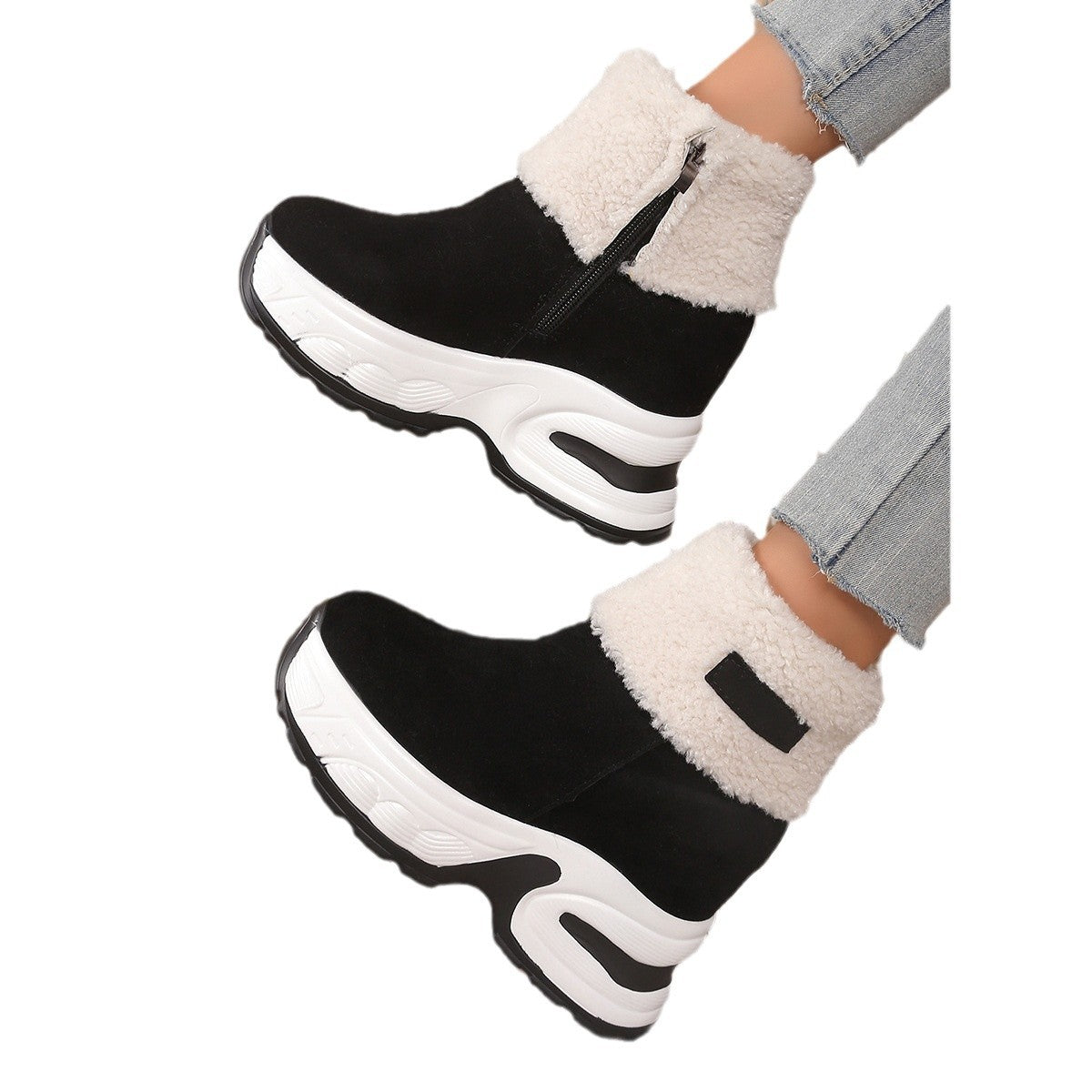 Bottes en polaire tendance pour femmes avec talon compensé Chic und Stil