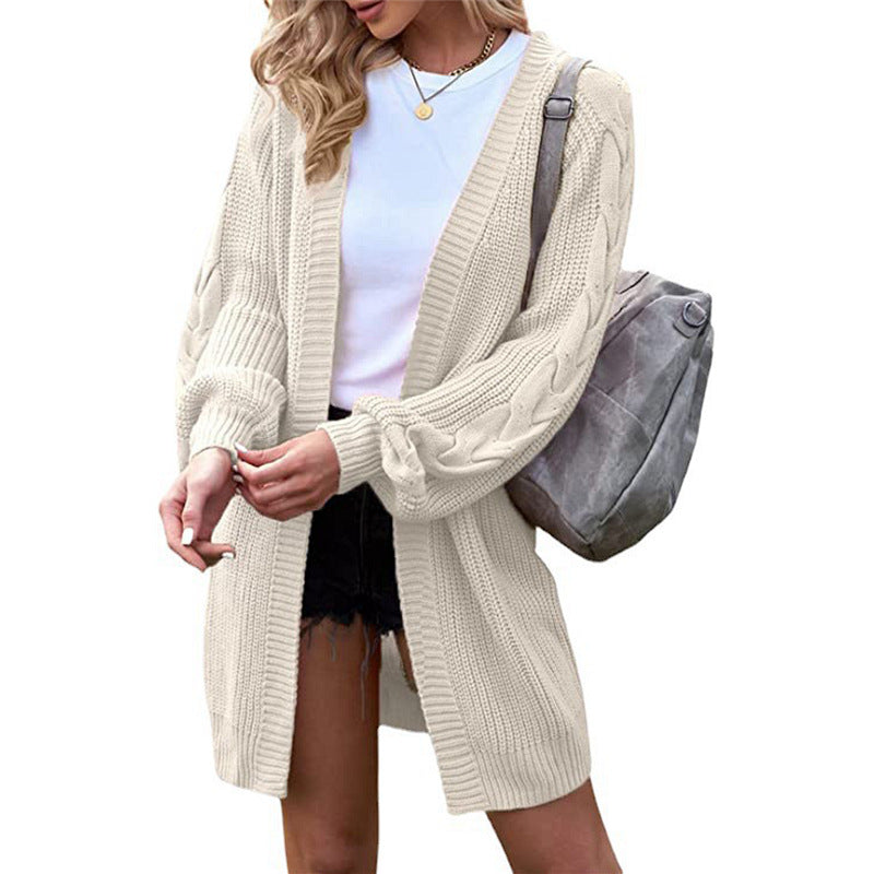 Dames Grand cardigan tricot avec motif en câble et manches oversized Chic und Stil