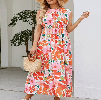 Robe maxi femme avec design floral et ceinture élastique Chic und Stil