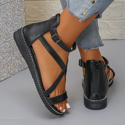 Sandales à brides pour femmes avec semelle confortable et décoration élégante de boucle Chic und Stil