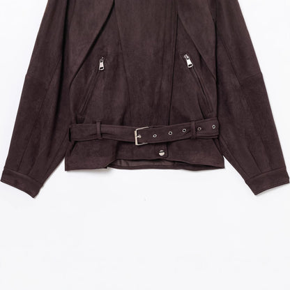 Dames Élégante Veste en Daim avec Boucles à la Mode et Poches Pratiques Chic und Stil