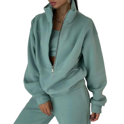 Women's sweatshirt with high collar and zipper Chic und Stil