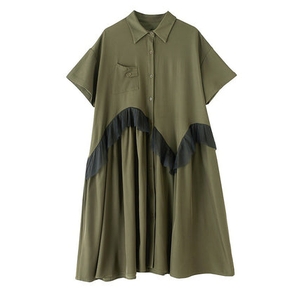 Robe chemise midaxi à bouton pour femme avec détail volant Chic und Stil