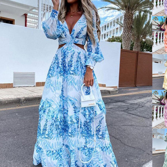 Robe maxi femme avec coupe ludique et design floral Chic und Stil