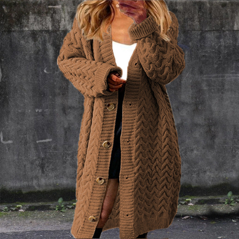 Cardigan en gros tricot pour femmes avec des détails de bouton élégants et un design structuré Chic und Stil