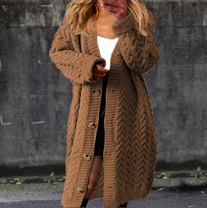 Cardigan en gros tricot pour femmes avec des détails de bouton élégants et un design structuré Chic und Stil