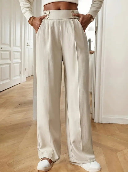 Elegant and airy high-waisted pants for women with wide legs and practical pockets Chic and Style