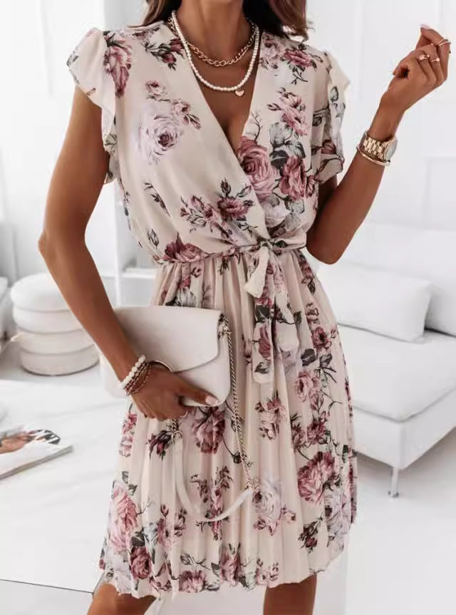 Women's Floral Dress with Ruffle Sleeves Chic and Stylish