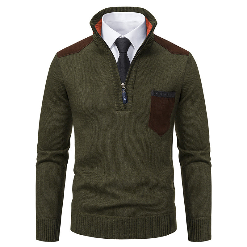 Fashionable men's pullover with short zipper and elegant details Chic and Style