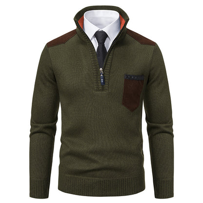 Fashionable men's pullover with short zipper and elegant details Chic and Style