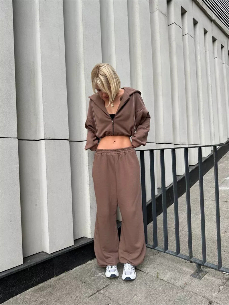 Women's set sporty hoodie and casual wide pants Chic and Style