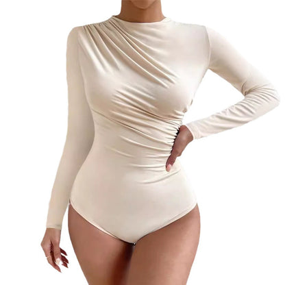 Dames body à manches longues avec drapé élégant Chic und Stil