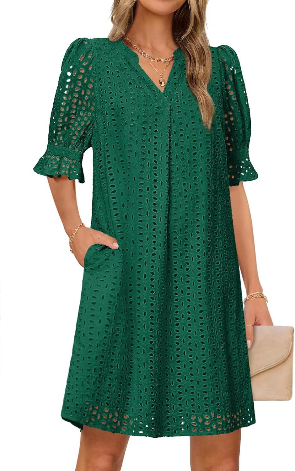 Robe d'été fluide pour femme avec des détails en dentelle élégants Chic und Stil