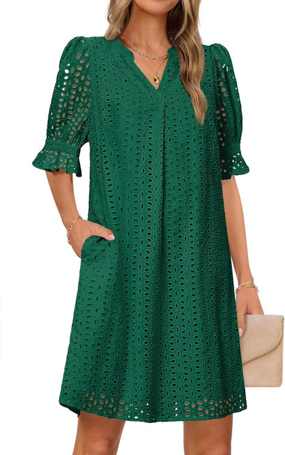 Robe d'été fluide pour femme avec des détails en dentelle élégants Chic und Stil