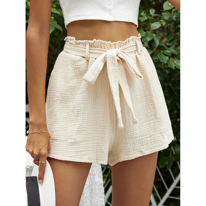 Shorts décontractés pour femmes avec taille élastique et ceinture à nouer Chic und Stil