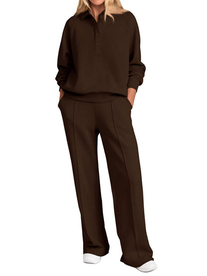 Chic and Style loose leisure pants and women's polo shirt