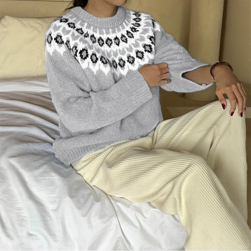 Pull en maille pour femmes avec motif norvégien traditionnel Chic und Stil