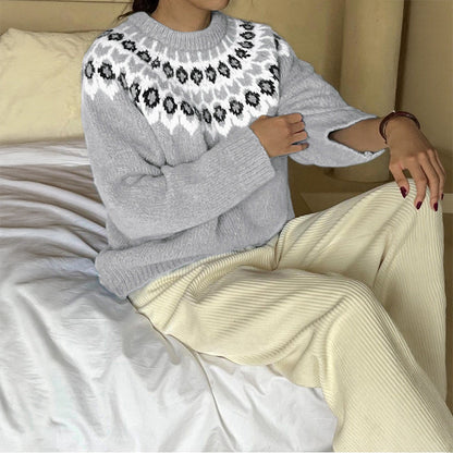 Pull en maille pour femmes avec motif norvégien traditionnel Chic und Stil