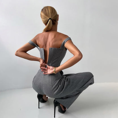 Dames Élégante combinaison blazer et robe corset Chic und Stil