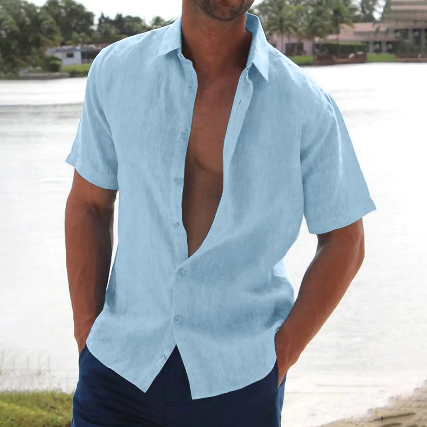 Hommes Léger Décontracté Coupe Ample Chemise à Manches Courtes Chic und Stil