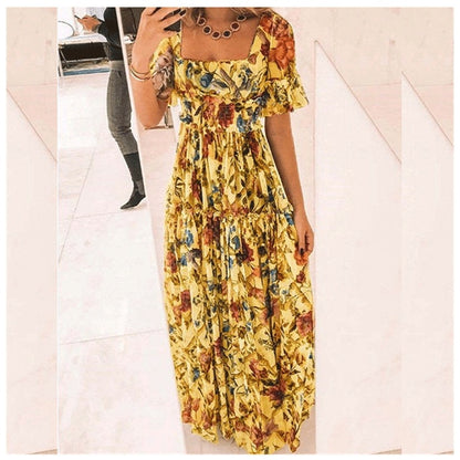 Robe maxi pour femmes avec motif floral et manches évasées Chic und Stil