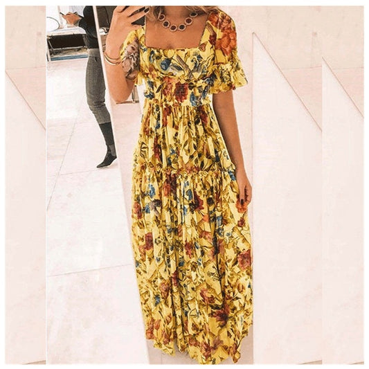 Robe maxi pour femmes avec motif floral et manches évasées Chic und Stil