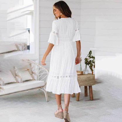 Robe midi boho chic en dentelle pour dames Chic und Stil