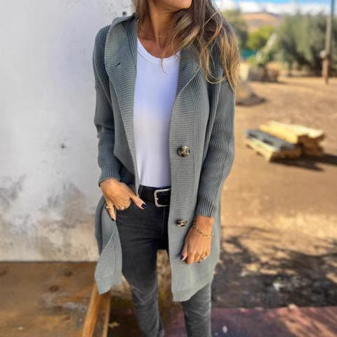 Dames cardigan avec capuche et grands boutons Chic und Stil