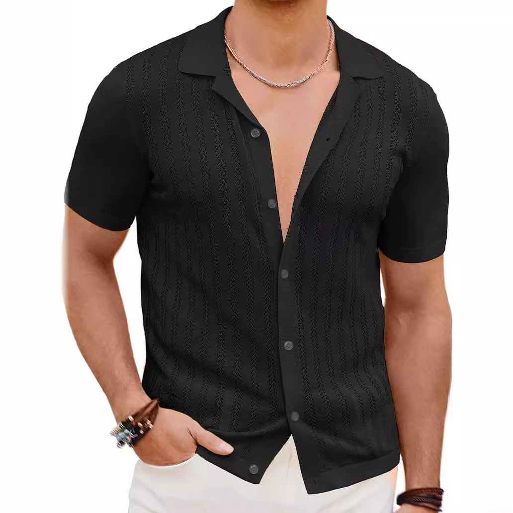 Chemise en tricot à manches courtes pour hommes avec design texturé Chic und Stil