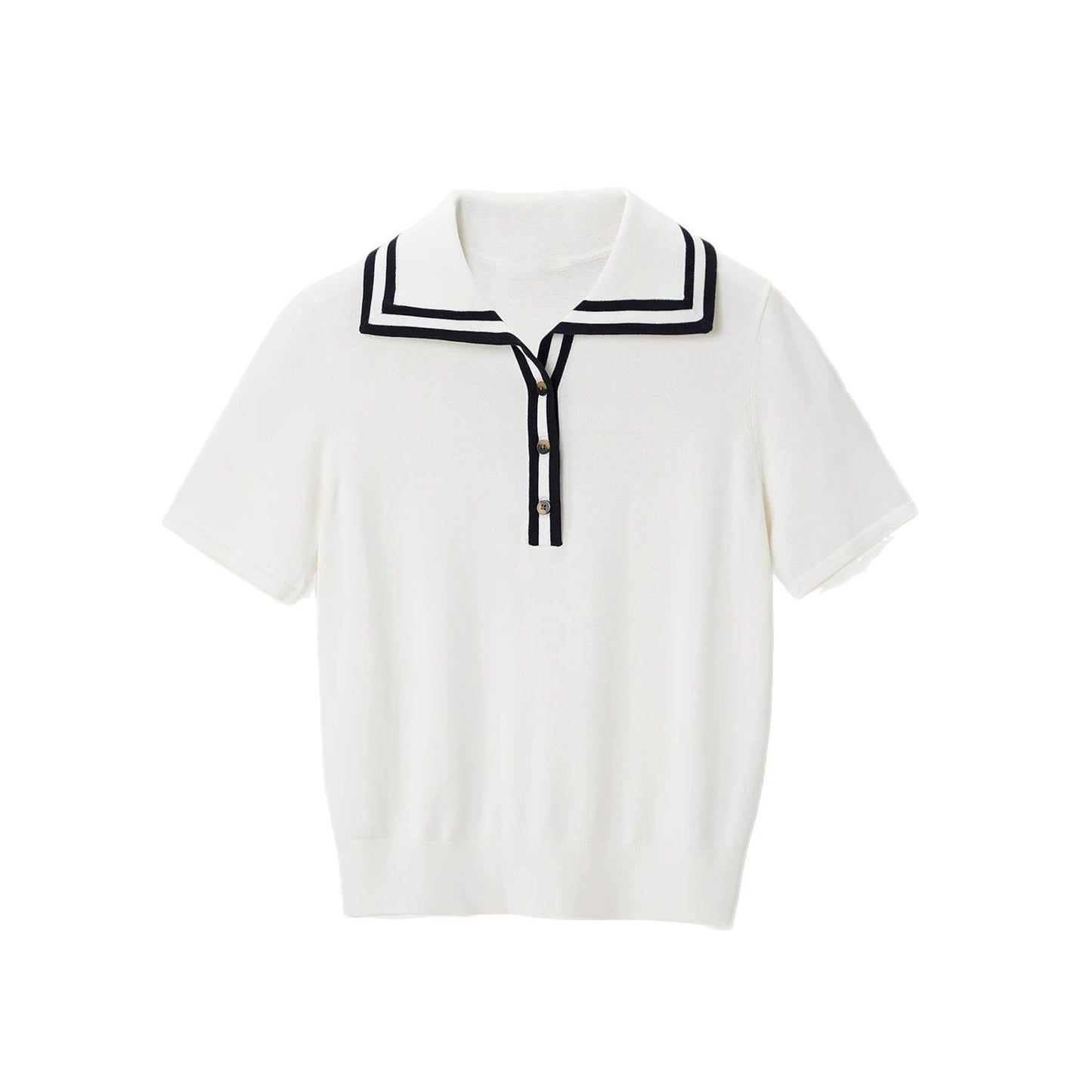 Top Polo Femme avec Détail Col Nautique Chic und Stil