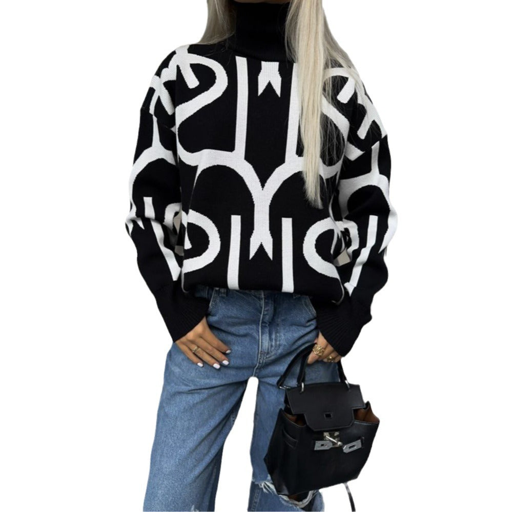 Pull en tricot oversized pour femmes avec un design graphique moderne Chic und Stil