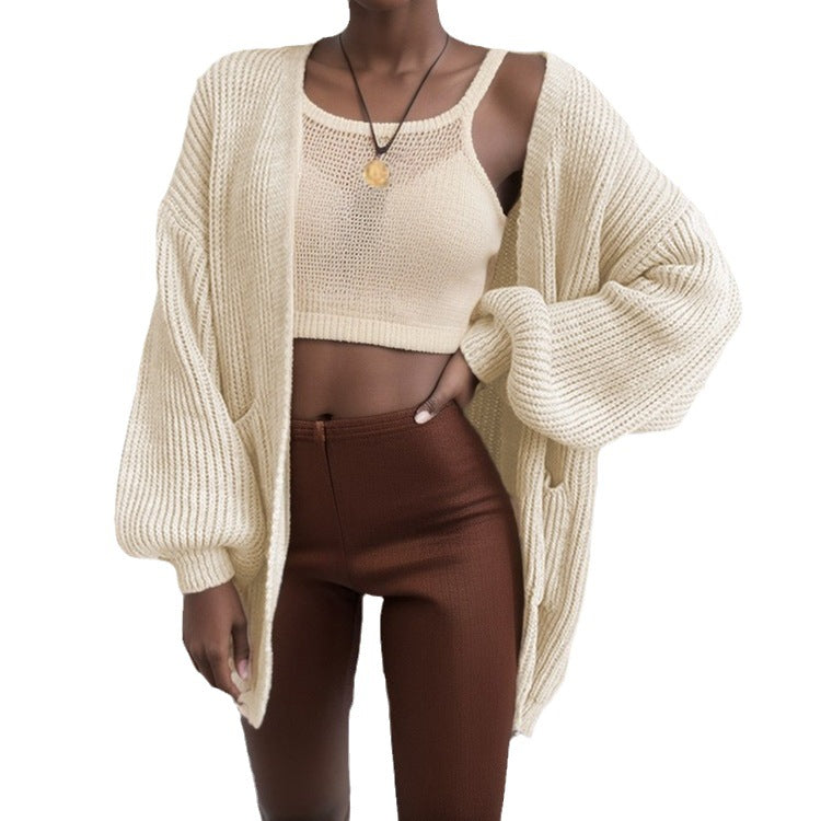 Dames Grande veste en tricot avec des manches volumineuses et des poches pratiques Chic und Stil