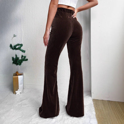 Women Elegant and Comfortable Satin Pants with Vertical Stripes Chic and Style