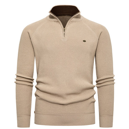 Knitted pullover for men with a high collar and zipper Chic und Stil