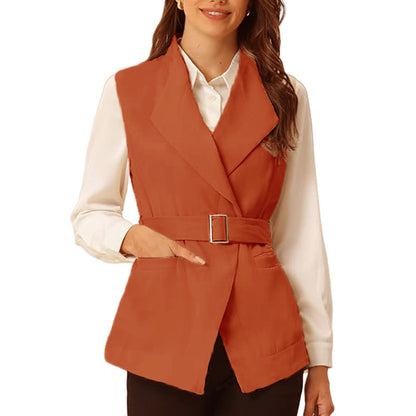 Women elegant fitted vest with beautiful belt accent Chic and Style