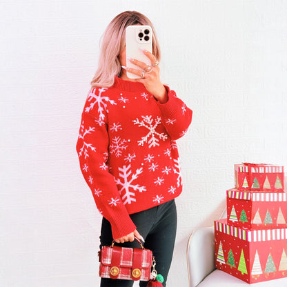 Pull en laine pour femmes avec motif neigeux festif et col montant Chic und Stil