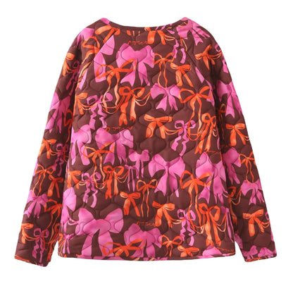 Transitional jacket for women, quilted and with a colorful bow pattern Chic und Stil