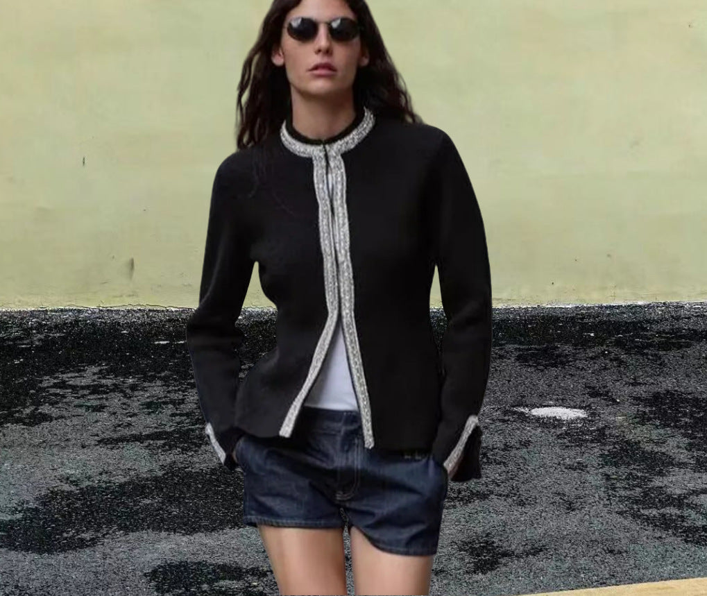 Dames Élégante Blazer avec de fins détails en bordure Chic und Stil