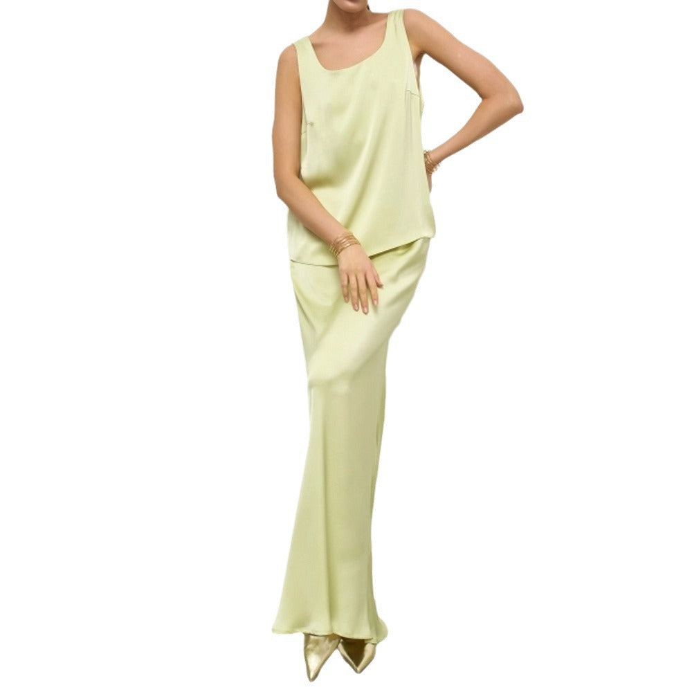 Dames Robe Maxi Élégante en Satin de Haute Qualité Chic und Stil