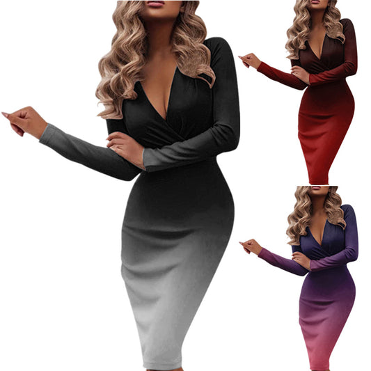 Robe enroulée élégante pour femmes avec manches longues Chic und Stil