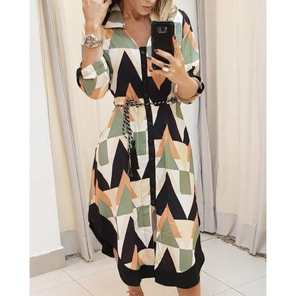 Robe chemise midi rayée pour femmes avec ceinture cintrée Chic und Stil