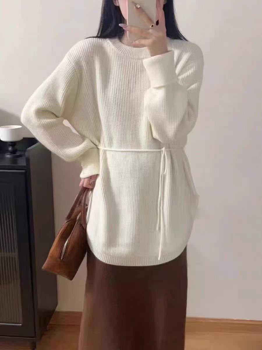 Pull en maille décontracté pour femmes avec lien à la taille et coupe décontractée Chic und Stil