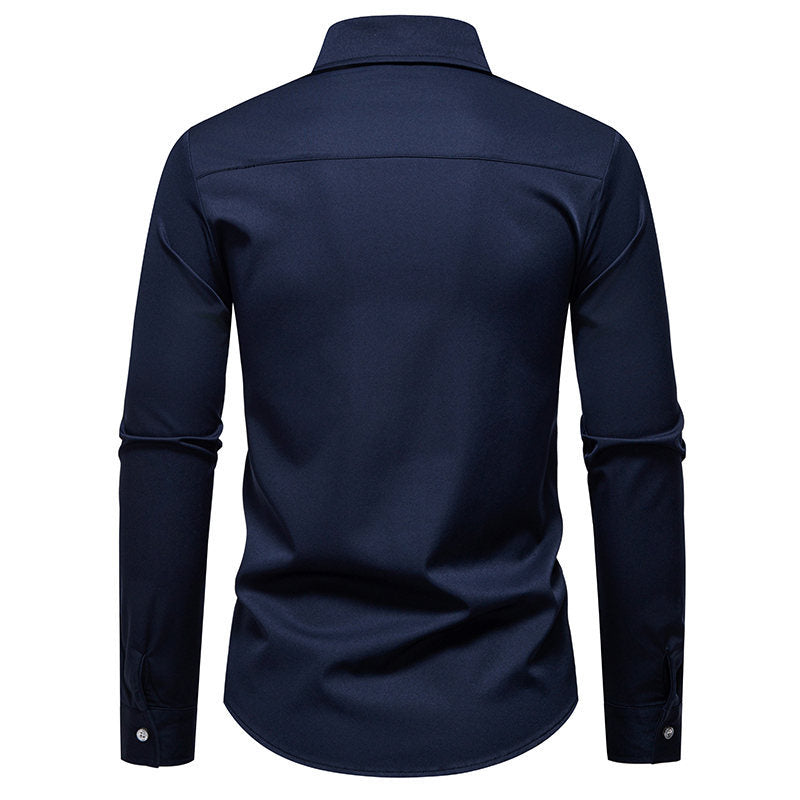 Chemise à manches longues pour hommes avec col contrasté et poche poitrine tendance Chic und Stil