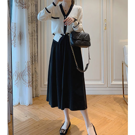 Ensemble de cardigan en tricot élégant pour femme et robe maxi Chic und Stil