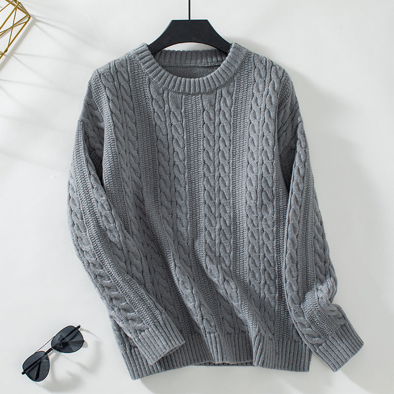 Pull en tricot pour femmes avec motif en torsades et grands bords Chic und Stil