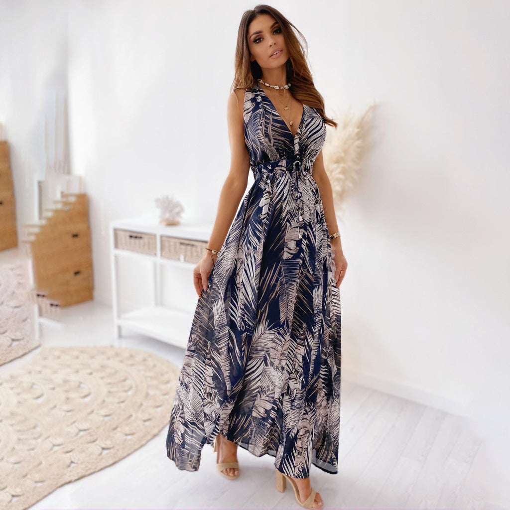 Femme Robe maxi imprimé tropical fluide Chic und Stil