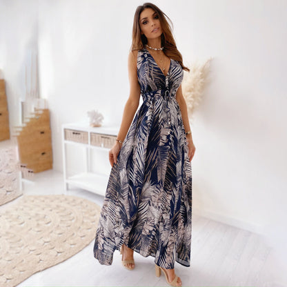 Femme Robe maxi imprimé tropical fluide Chic und Stil